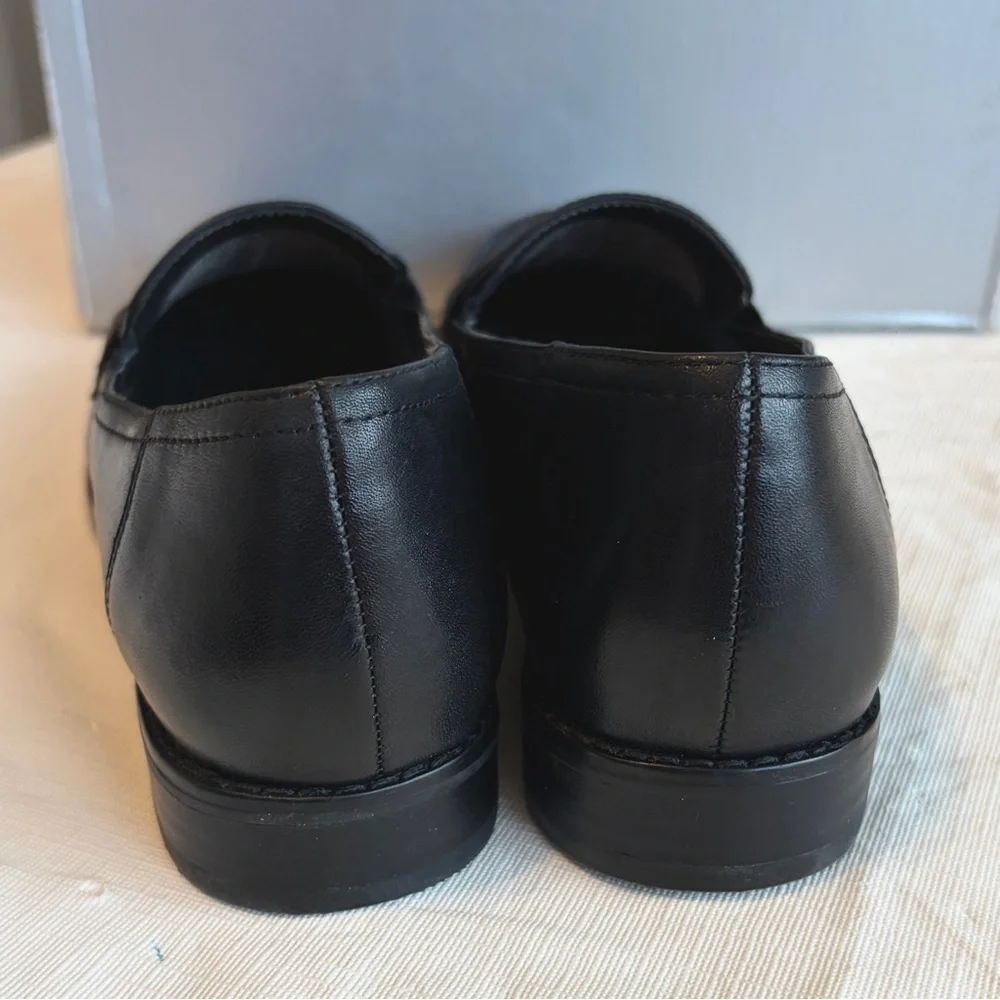 Ros Hommerson Classic Black Leather Slip-Ons